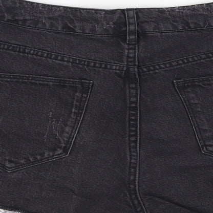 H&M Womens Black Cotton Cut-Off Shorts Size 8 L3 in Regular Button