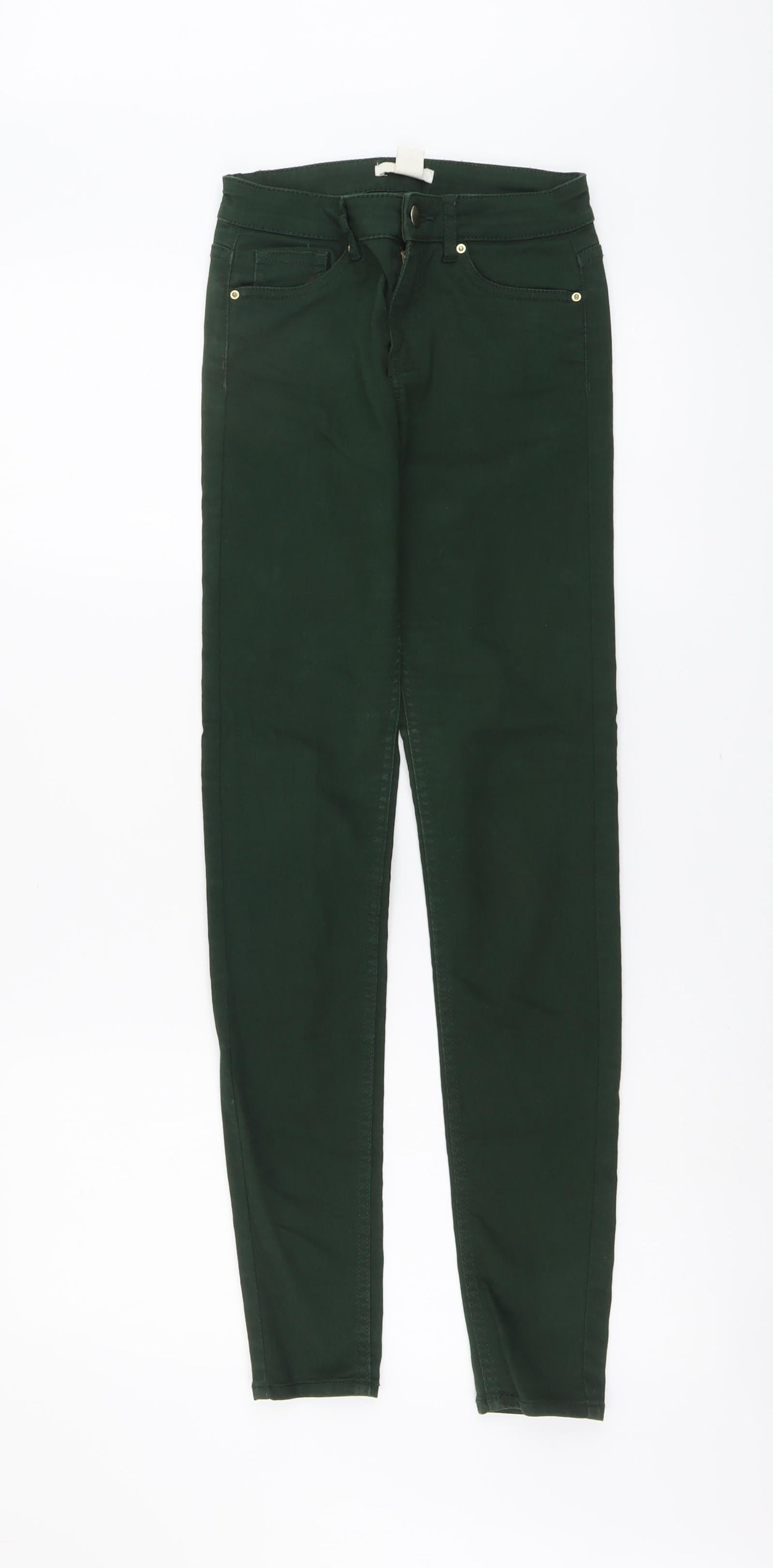 Womens UK Size 4 H&M Regular Fit Skinny Green Jeans