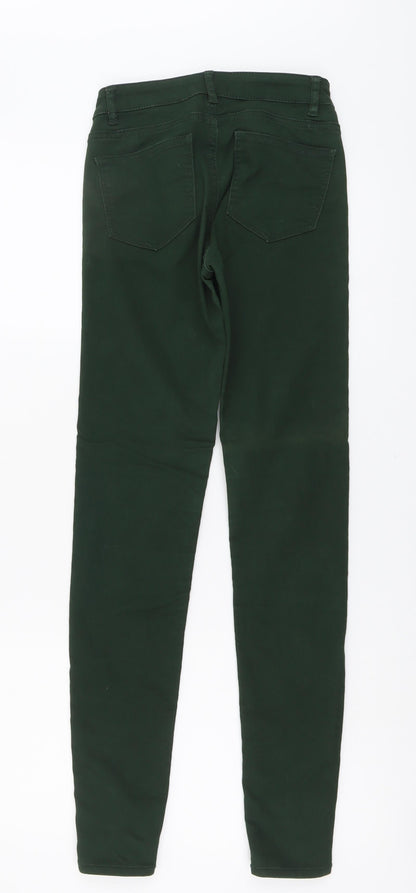 Womens UK Size 4 H&M Regular Fit Skinny Green Jeans