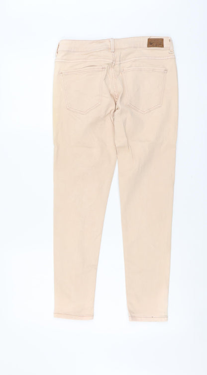 Zara Womens Pink Cotton Skinny Jeans Size 8 L25 in Regular Button