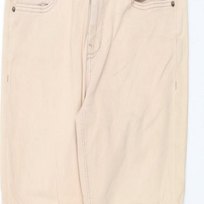 Zara Womens Pink Cotton Skinny Jeans Size 8 L25 in Regular Button