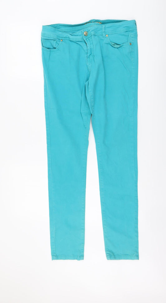 Denim & Co. Womens Green Cotton Skinny Jeans Size 14 L31 in Regular Button