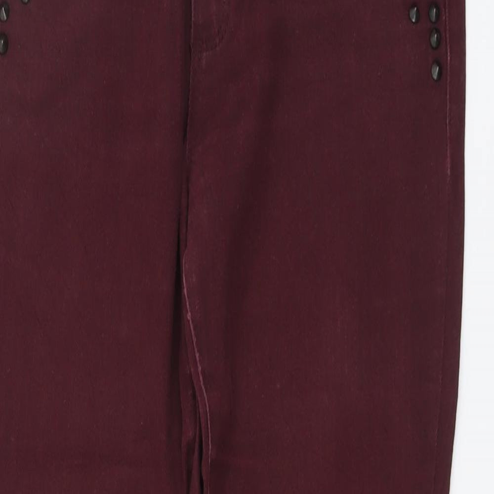 FOREVER 21 Womens Red Cotton Skinny Jeans Size 14 L29 in Regular Button