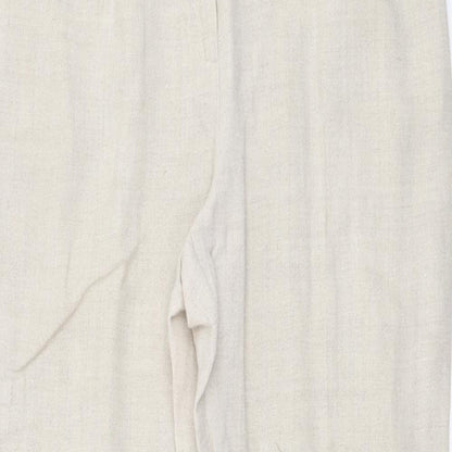 Bardehle Womens Beige Linen Trousers Size 14 L29 in Regular Button