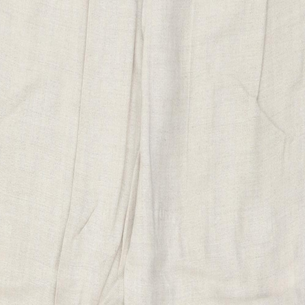 Bardehle Womens Beige Linen Trousers Size 14 L29 in Regular Button