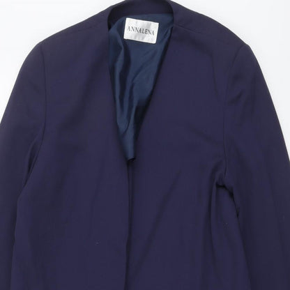Annalena Womens Blue Jacket Coatigan Size 10 Hook & Eye
