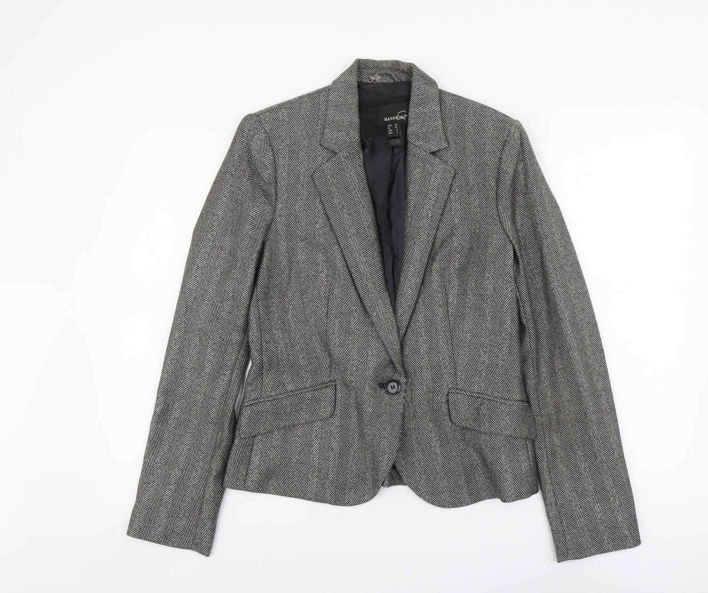 Mango Womens Grey Polyester Jacket Blazer Size 10
