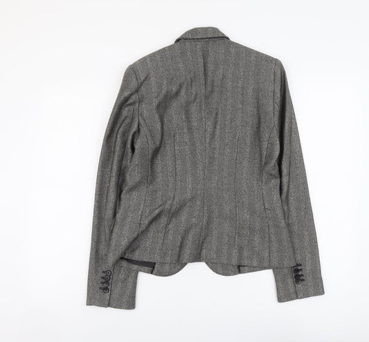 Mango Womens Grey Polyester Jacket Blazer Size 10