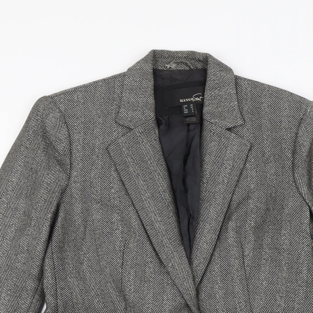 Mango Womens Grey Polyester Jacket Blazer Size 10