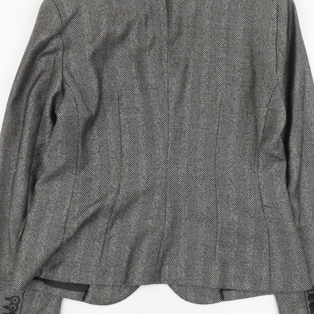 Mango Womens Grey Polyester Jacket Blazer Size 10