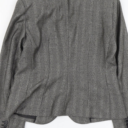 Mango Womens Grey Polyester Jacket Blazer Size 10