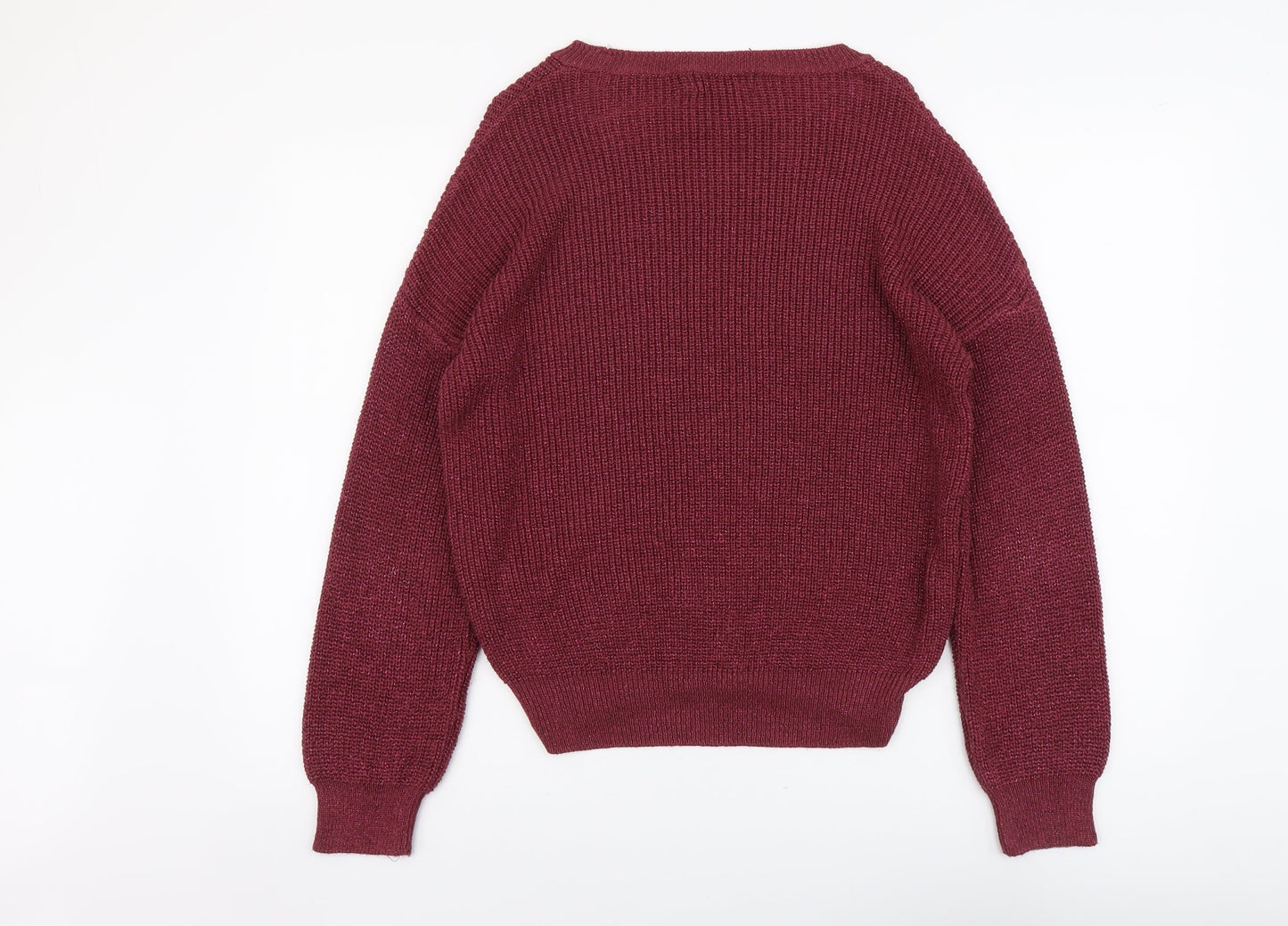 Primark Womens Purple Boat Neck Acrylic Pullover Jumper Size M