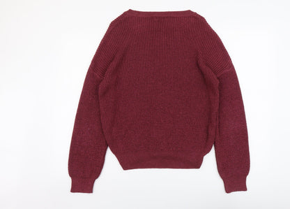 Primark Womens Purple Boat Neck Acrylic Pullover Jumper Size M