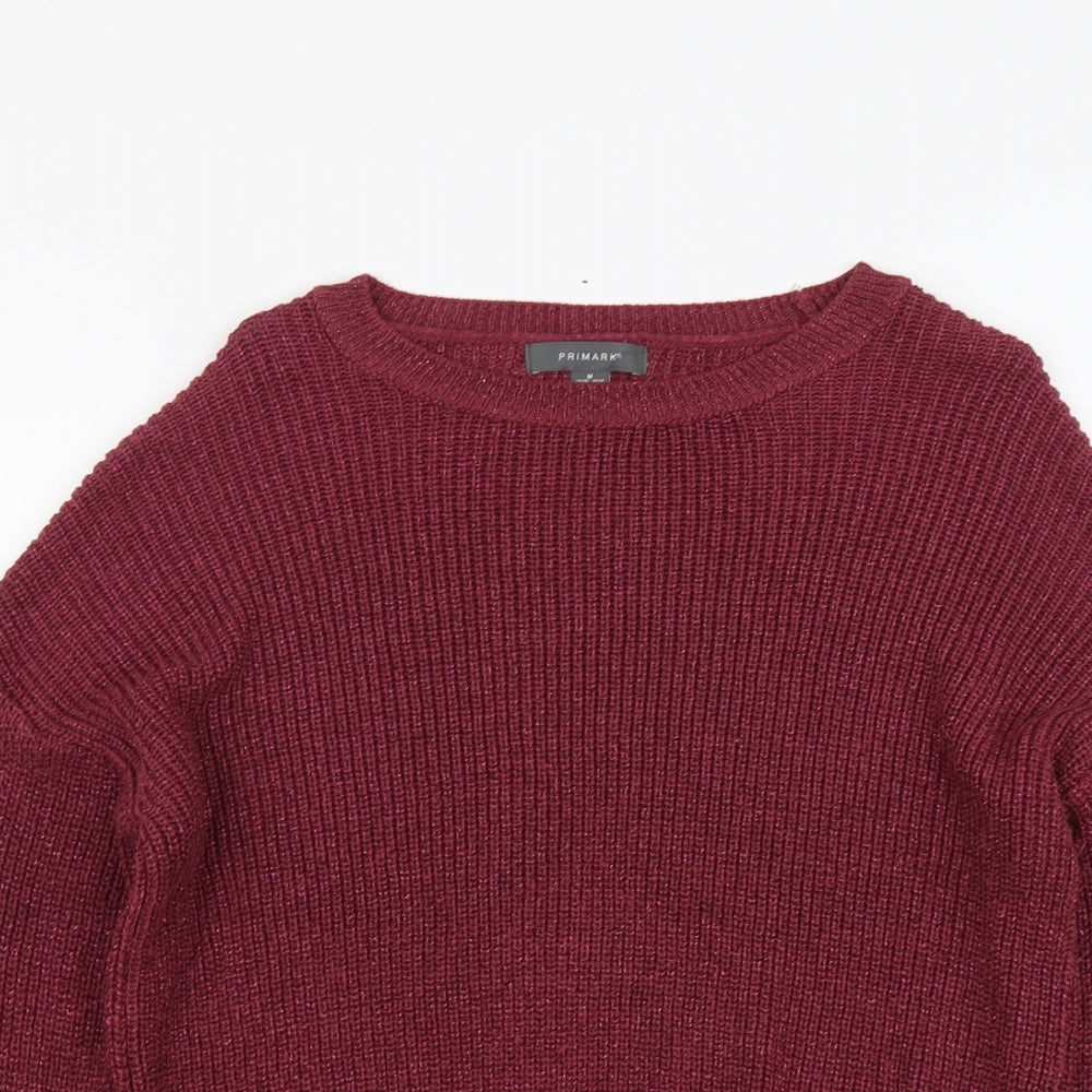 Primark Womens Purple Boat Neck Acrylic Pullover Jumper Size M