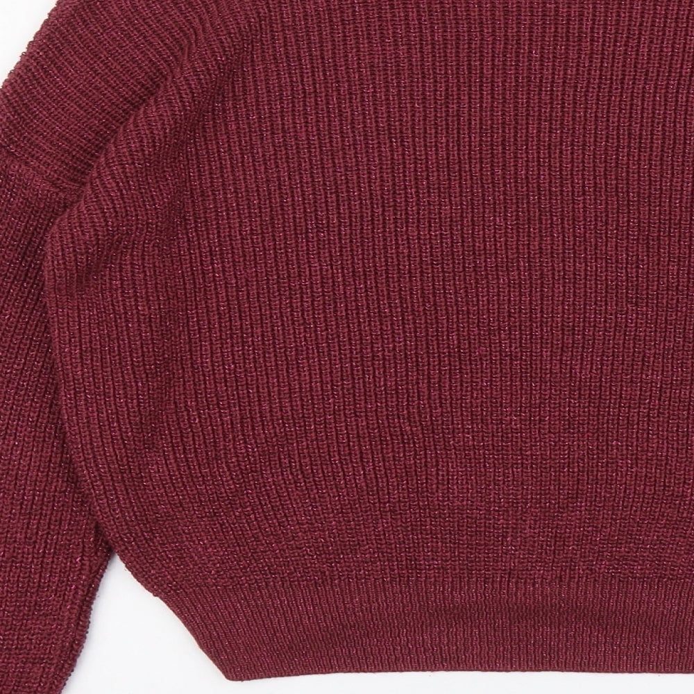 Primark Womens Purple Boat Neck Acrylic Pullover Jumper Size M