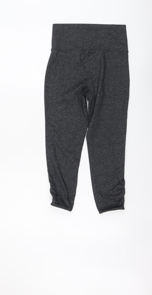 FOREVER 21 Womens Grey Polyester Compression Leggings Size S L20 in Regular Pullover - Leg Ruched