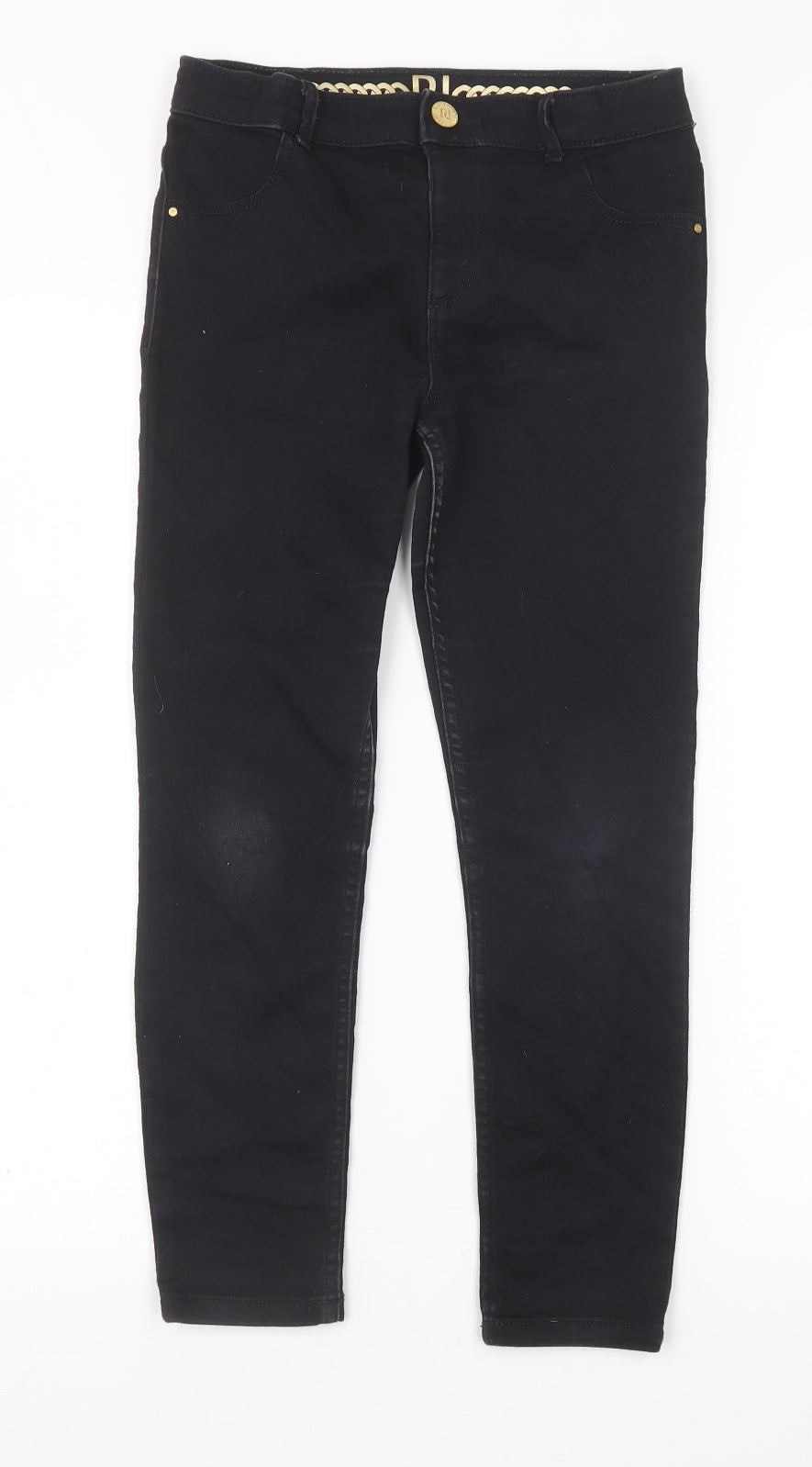 River Island Girls Black Cotton Skinny Jeans Size 9 Years Slim Zip