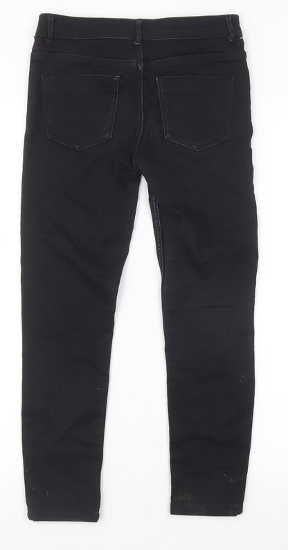 River Island Girls Black Cotton Skinny Jeans Size 9 Years Slim Zip