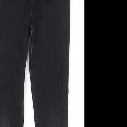 River Island Girls Black Cotton Skinny Jeans Size 9 Years Slim Zip