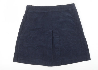 Heritage Womens Blue Cotton A-Line Skirt Size 10 Zip