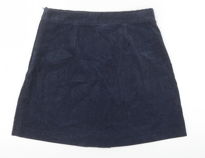 Heritage Womens Blue Cotton A-Line Skirt Size 10 Zip