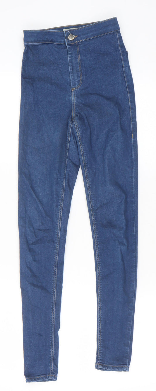 Topshop Womens Blue Cotton Skinny Jeans Size 24 in Slim Zip