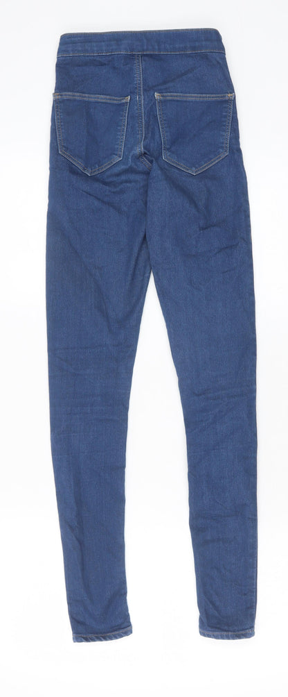 Topshop Womens Blue Cotton Skinny Jeans Size 24 in Slim Zip