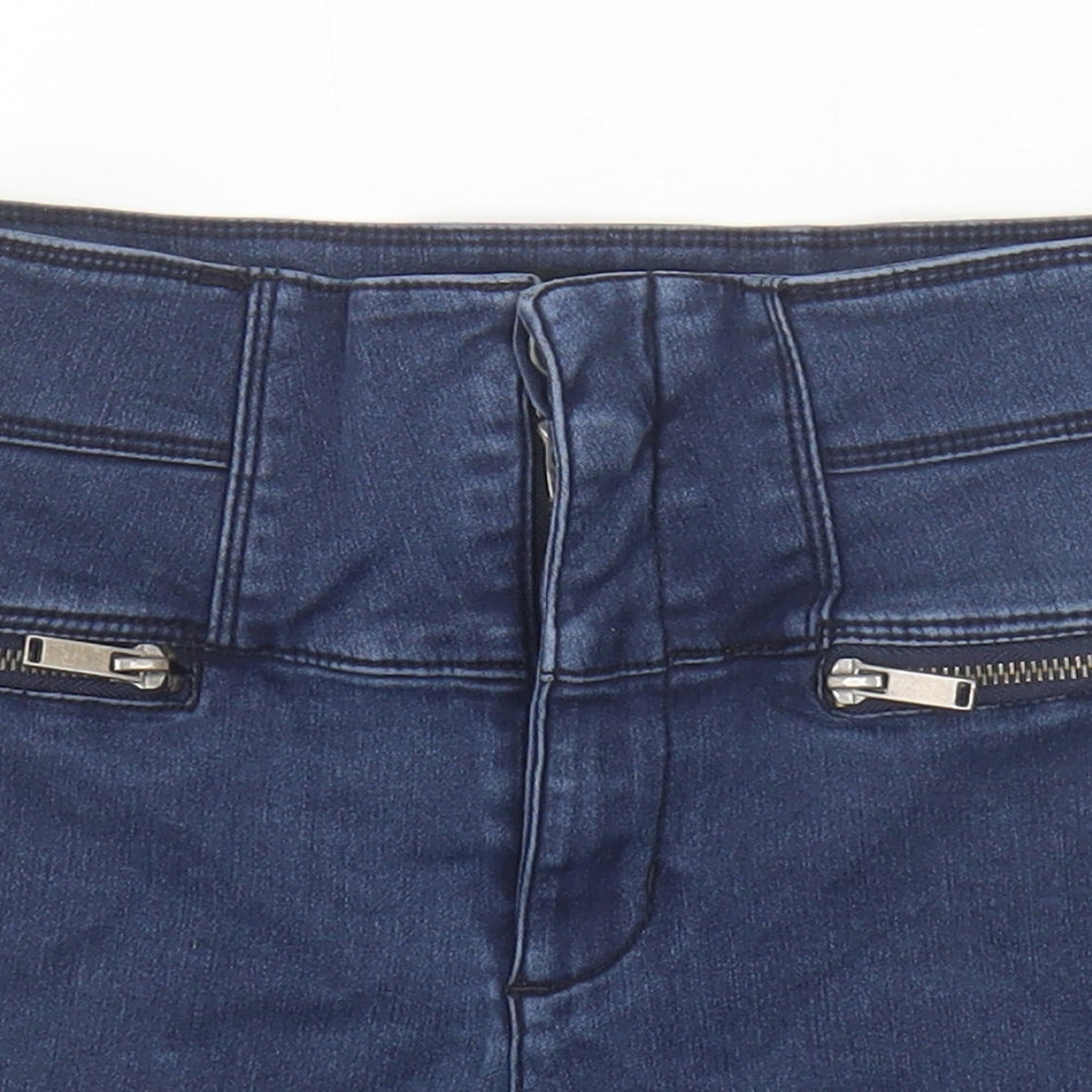 FOREVER 21 Womens Blue Cotton Hot Pants Shorts Size 26 in Regular Zip
