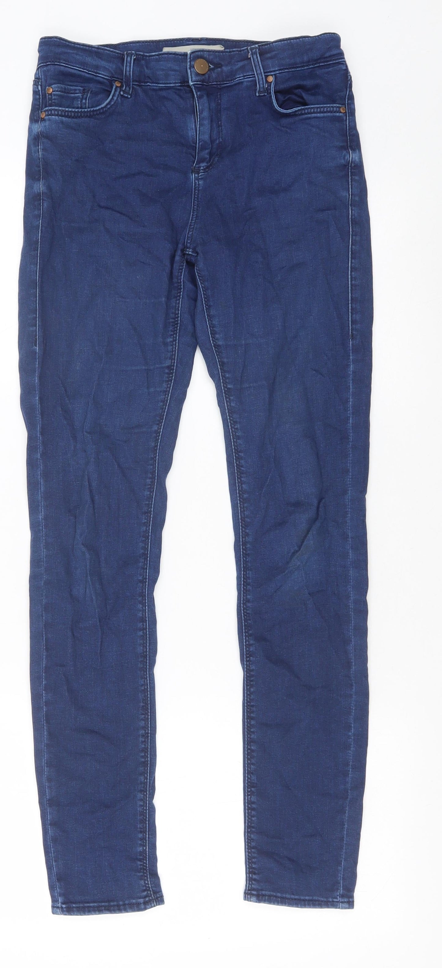 Topshop Womens Blue Cotton Skinny Jeans Size 26 in Slim Zip