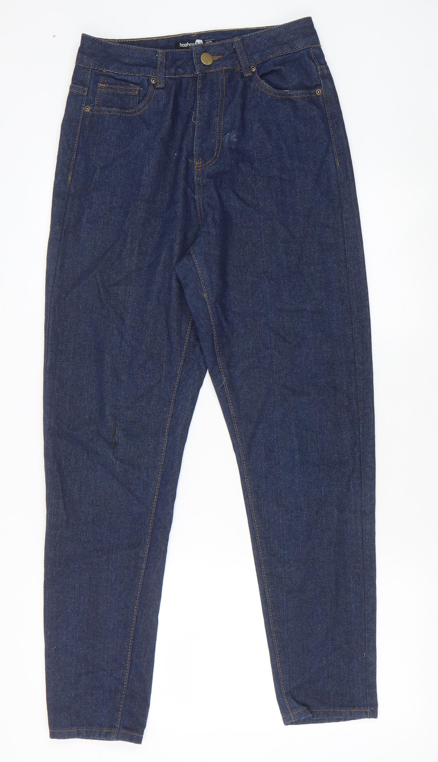 Boohoo Womens Blue Cotton Skinny Jeans Size 10 Regular Zip