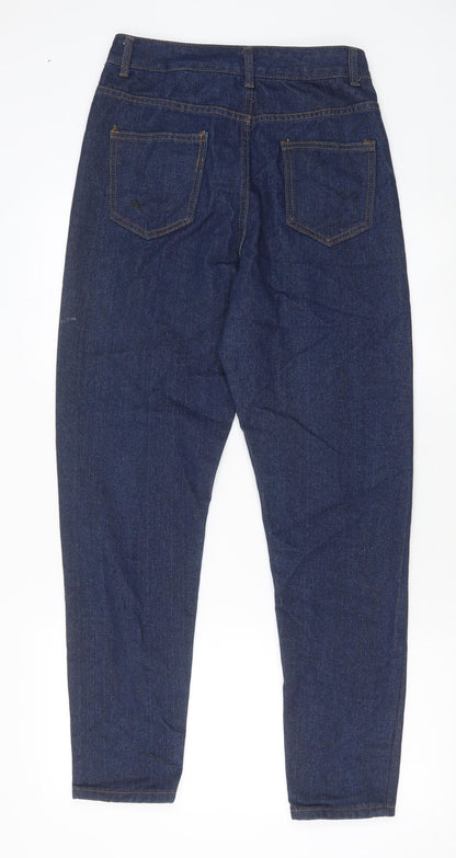 Boohoo Womens Blue Cotton Skinny Jeans Size 10 Regular Zip