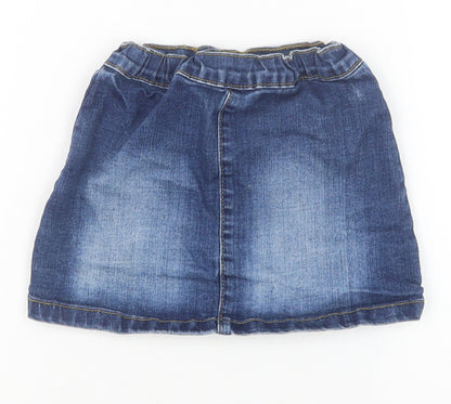 Denim 365 Girls Blue Cotton Mini Skirt Size 3-4 Years Regular Button