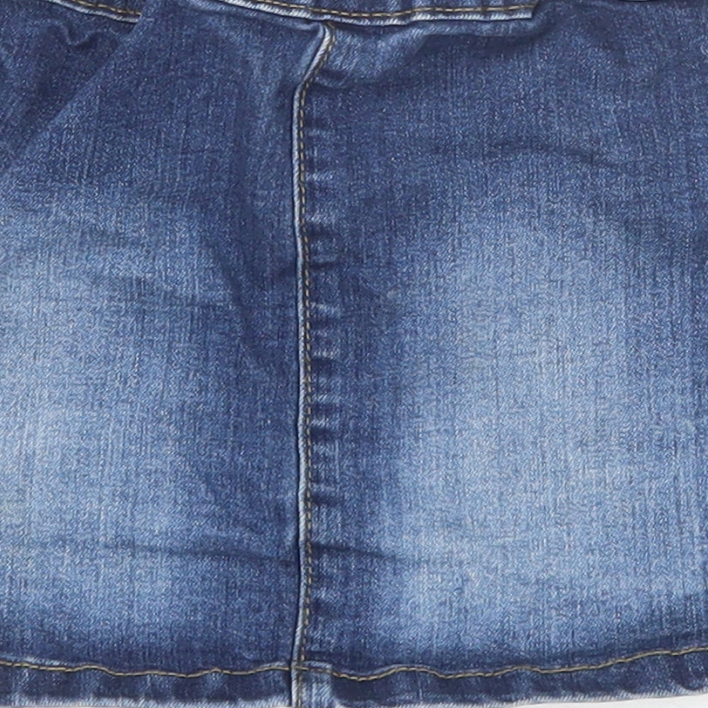 Denim 365 Girls Blue Cotton Mini Skirt Size 3-4 Years Regular Button