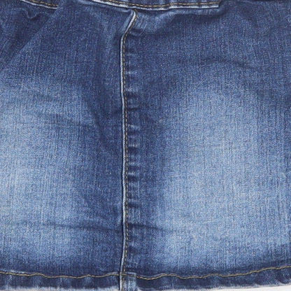Denim 365 Girls Blue Cotton Mini Skirt Size 3-4 Years Regular Button