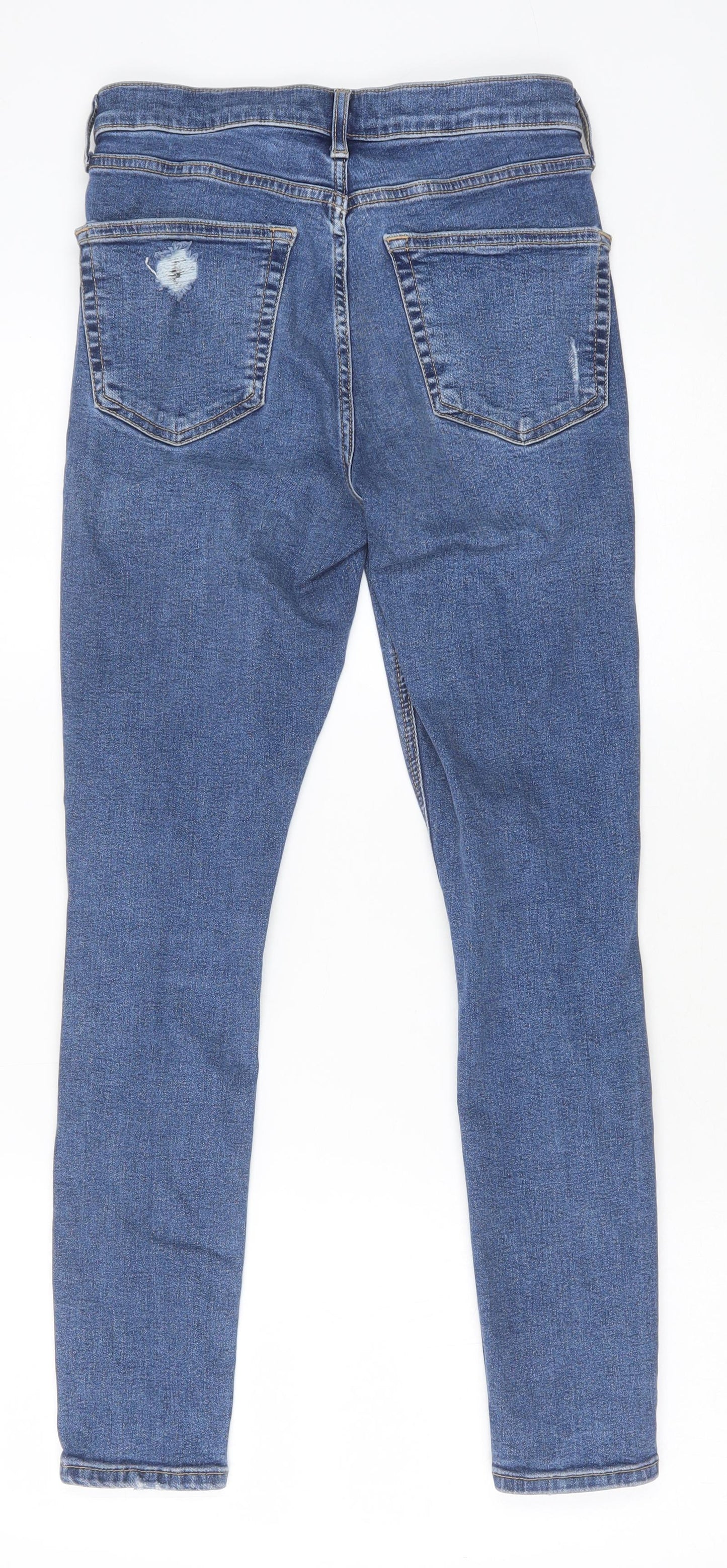 Topshop Womens Blue Cotton Skinny Jeans Size 28 in Slim Zip