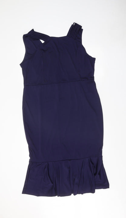 Preworn Womens Blue Polyester A-Line One Size Round Neck Zip