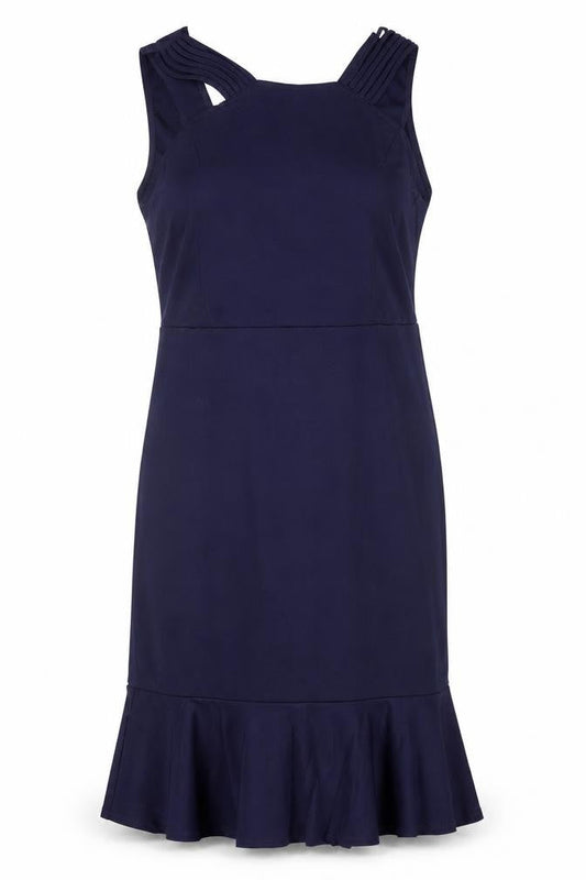 Preworn Womens Blue Polyester A-Line One Size Round Neck Zip