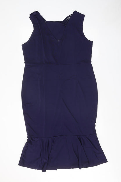 Preworn Womens Blue Polyester A-Line One Size Round Neck Zip