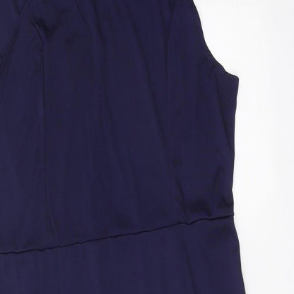 Preworn Womens Blue Polyester A-Line One Size Round Neck Zip