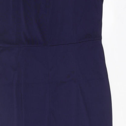 Preworn Womens Blue Polyester A-Line One Size Round Neck Zip