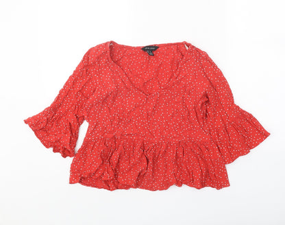 Womens UK Size 6 New Look Red Basic Blouse