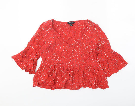 Womens UK Size 6 New Look Red Basic Blouse