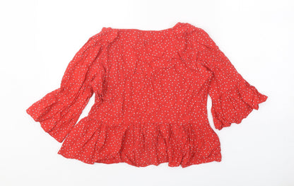 Womens UK Size 6 New Look Red Basic Blouse
