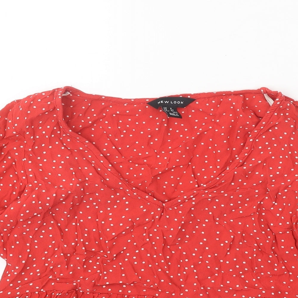 Womens UK Size 6 New Look Red Basic Blouse