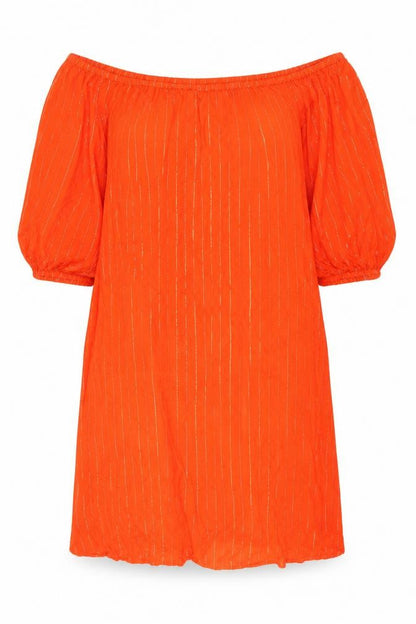 H&M Womens Orange Striped Polyester A-Line Size 10 Boat Neck Pullover