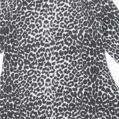 Pure Elegance Womens Grey Animal Print Polyester A-Line One Size Round Neck Pullover - Leopard Print