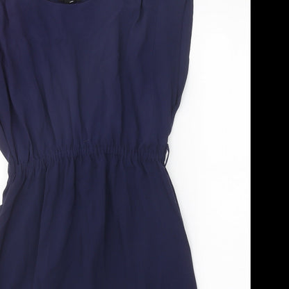 H&M Womens Blue Polyester Fit & Flare Size S Round Neck Pullover