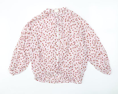 Womens UK Size 6 H&M Pink Basic Button-Up