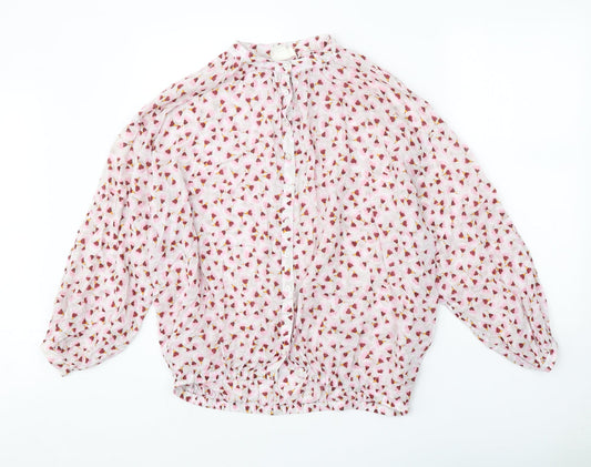 Womens UK Size 6 H&M Pink Basic Button-Up