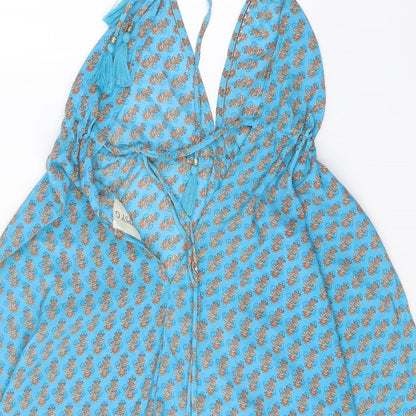 Gypsy G Womens Blue Geometric Polyester Fit & Flare One Size Halter Tie